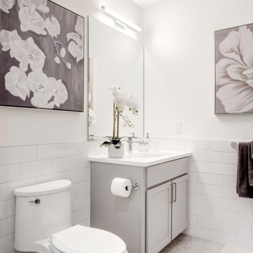 Bathroom options with thoughtful details a bathroom with a toilet and sink
